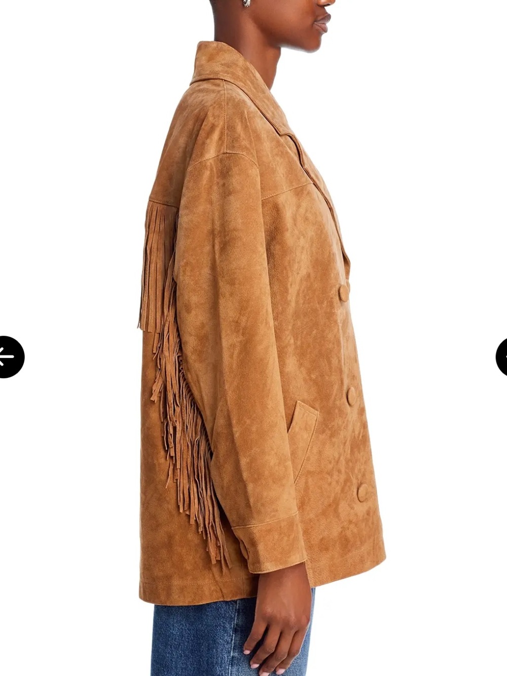 Blank NYC Brown Suede Double-Breasted fringe Jacket xs - Picture 8 of 13